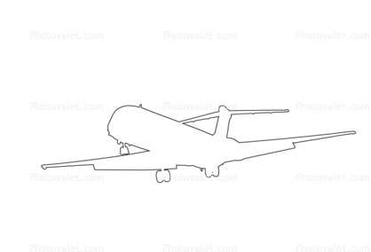 DC-9 outline, line drawing, shape