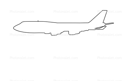 Boeing 747 outline, line drawing, shape
