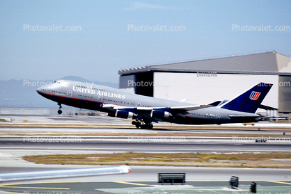 N174UA, United Airlines UAL, Boeing 747-422, PW4056, PW4000, (SFO)