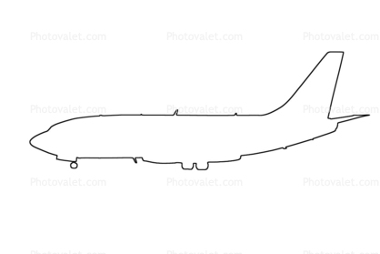 Boeing 737-200 outline, line drawing, shape