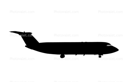 YR-BCA, BAC One-Eleven 424EU silhouette, logo, shape