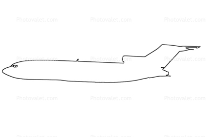 Boeing 727-173C outline, line drawing, shape, 727-100 series