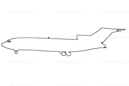 Boeing 727-173C, outline, line drawing, shape, 727-100 series