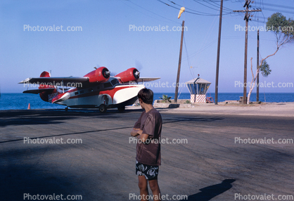 N333F, Catalina Airlines, Grumman G21, Island, Cabrillo Mole Seaplane Ramp, 1960s