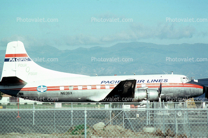 N636X, Pacific Airlines, Oxnard California, Martin 4-0-4, 404, R-2800, 1950s