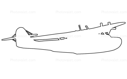 Martin M-130 outline, propliner, line drawing, shape