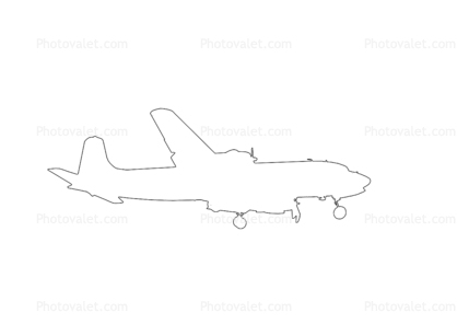 Douglas DC-6B outline, line drawing, shape