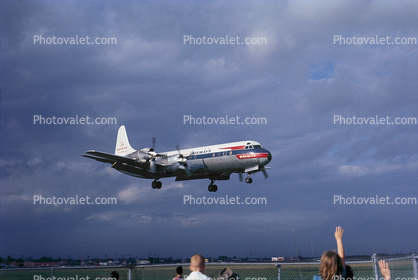 Lockheed L-188 Electra, Braniff International Airways, Landing, Houston, Texas, 1950s