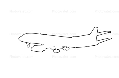 Douglas DC-8 outline, line drawing, shape