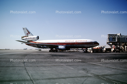 N107WA, Douglas DC-10-30CF, World Airways, jetway, 107, Airbridge