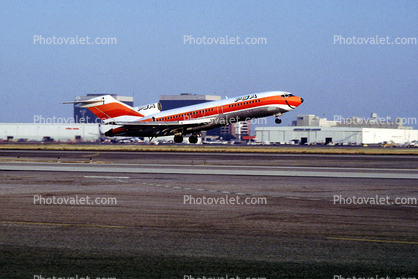 N975PS, PSA, Pacific Southwest Airlines, Boeing 727-14, Taking-off, JT8D, JT8D-7B, 727-100 series, Smileliner