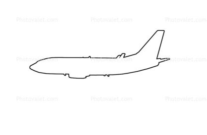 Boeing 737 outline, line drawing, shape