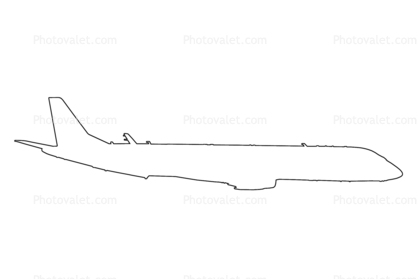 Embraer 195LR Outline, Line Drawing