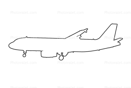 A320 outline, line drawing, shape