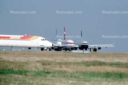 Iberia Airlines, Row of aircraft waiting to take-off