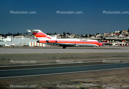 N693WA, PSA Pacific Southwest Airlines, Boeing 727-173C, JT8D, JT8D-7B, 727-100 series, Smileliner