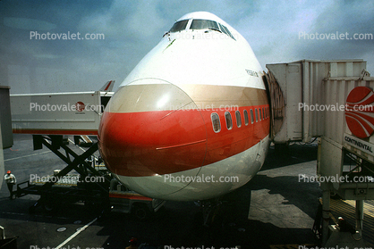 Continental Airlines COA, Boeing 747, Jetway, Scissor Lift, Nose, Highlift, Airbridge