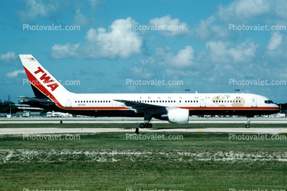 N711ZX, Boeing 757-231, Trans World Airlines, 757-200 series, PW2037, PW2000, Feb. 2002
