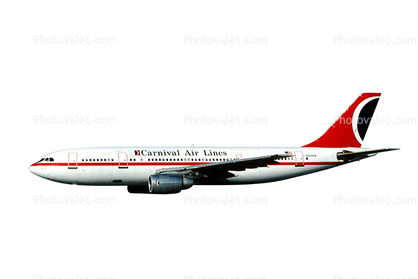 N224KW, Airbus A300B4-203, Carnival Air Lines, 300-200 series, photo-object, object, cut-out, cutout