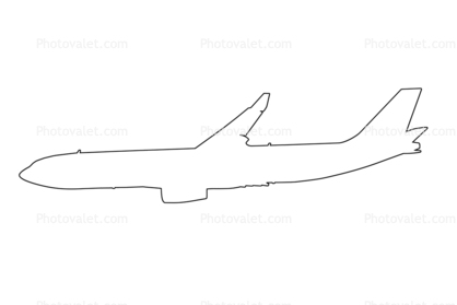 Airbus A330 Outline, Line Drawing