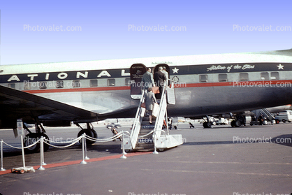 Boarding Passengers, Mobile Stairs, Steps, National Airlines NAL, Rampstairs, ramp, 1950s
