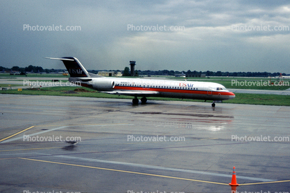 N859US, US Airways AWE, Fokker F28-0100, Louisville International Airport, Kentucky, June 1997