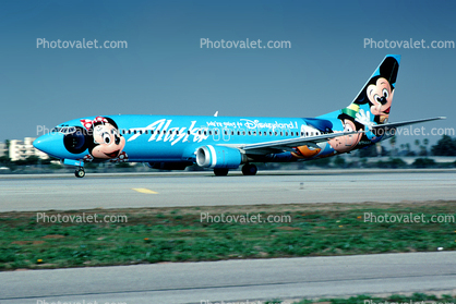 N784AS, Mickey Mouse, Boeing 737-4Q8, Alaska Airlines ASA, 737-400 series, CFM56-3C1, CFM56