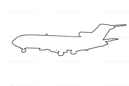 Boeing 727 outline, line drawing, shape