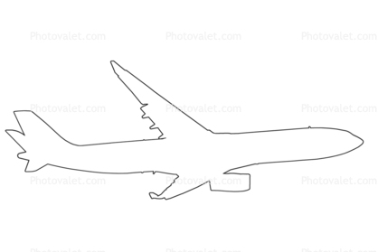 Airbus A330-343X Outline, Line Drawing