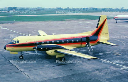 C-GMAA, Hawker Siddeley 748-214 Sr2A, Austin Airways, Manchester Airport, England, 1976, 1970s