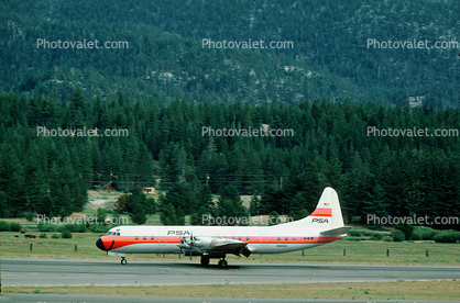 N6106A, Lockheed L-188A Electra, California, Annie, Lake Tahoe Airport TVL, August 10 1975, 1970s