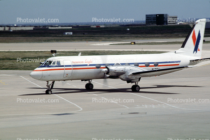N17CA, American Eagle, G-159 Gulfstream 1, DFW 1989, 1980s
