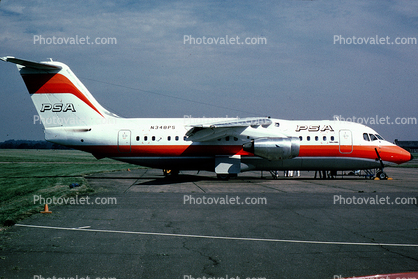 N348PS, Bae 146-200, PSA, Pacific Southwest Airlines, Lycoming ALF502R-5 Jet Engines, Smileliner