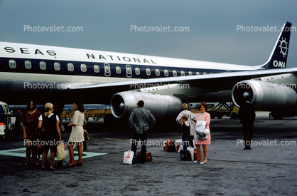Passengers waiting to board, Overseas National Airways, ONA