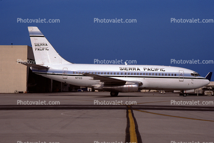 N712S, Sierra Pacific Airlines, Boeing 737-2Y5, 737-200 series, JT8D-15A , JT8D