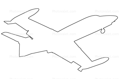 Learjet outline, line drawing, shape