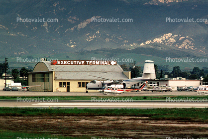 Executive Terminal Hangar, building, mountains