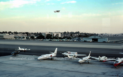 Runway at Santa Monica Municipal Airport, SMO, Hangars