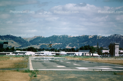 Runway, Landing Strip, airplane taking-off, hills