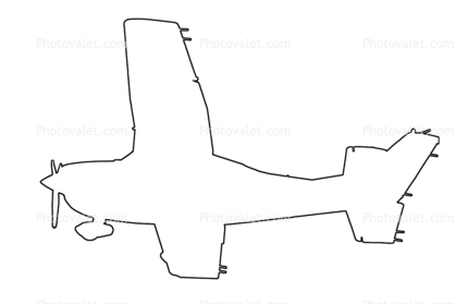 Cessna 182T Skylane Line Drawing, outline