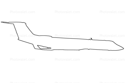 N740BA, Gulfstream Aerospace G-V, G5 OUTLINE, line drawing, shape