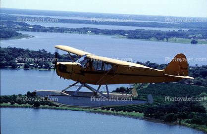 N3470K, Piper J3C-65, Lakes, Flight, Flying, Airborne