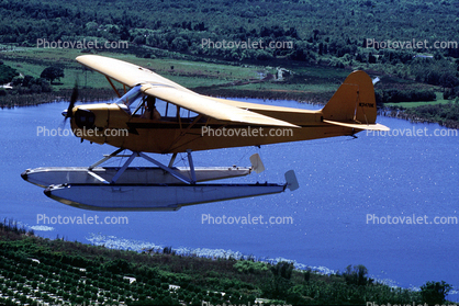 N3470K, Piper J3C-65, Lake, Flight, Flying, Airborne