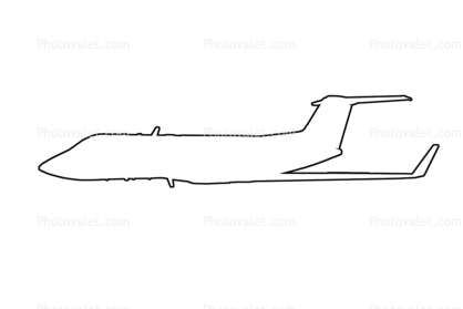 Grumman Gulfstream outline, line drawing, shape