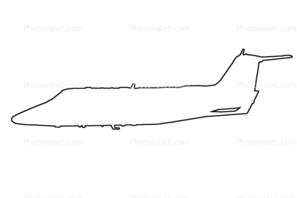 Learjet outline, line drawing, Gates Learjet-55, shape