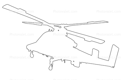 Kaman K-Max line drawing, outline, shape