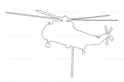 Sikorsky HSS-2 Sea King outline, line drawing