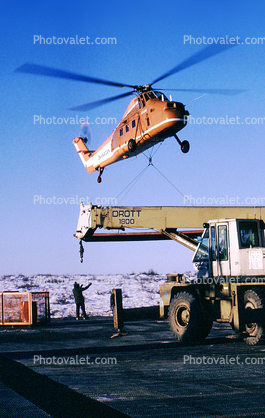 Sikorsky S-58T (H-34), Okanagan Helicopters, CF-LWB, Prudhoe Bay, Alaska, milestone of flight, Inuvik, NWT Canada