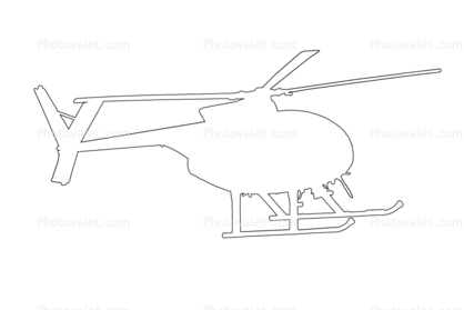 McDonnell Douglas MD 500 outline, line drawing, shape