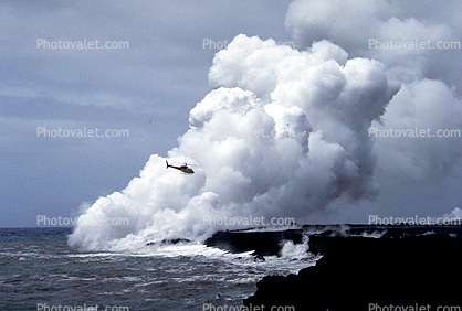 Lava Flows into the Pacific Ocean, Bell 206 JetRanger